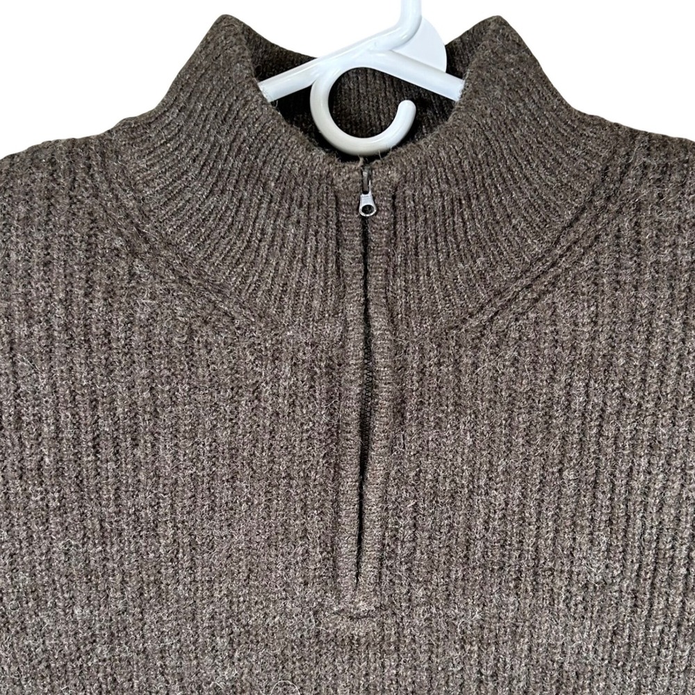 Silver‎ Jeans Co Mens Brown Ribbed Knit Quarter Zip Wool Blend Sweater New Large